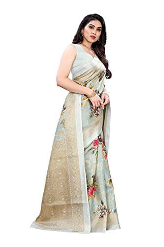 Yashika Women's Art Silk Saree With Blouse Piece (Pudina Blue_Blue) 3