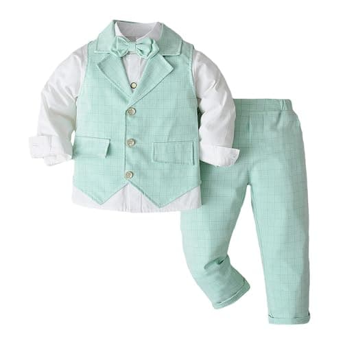 Hopscotch Boys Full Sleeves Checks Print Aqua Color Formal Set (5-6 Years)