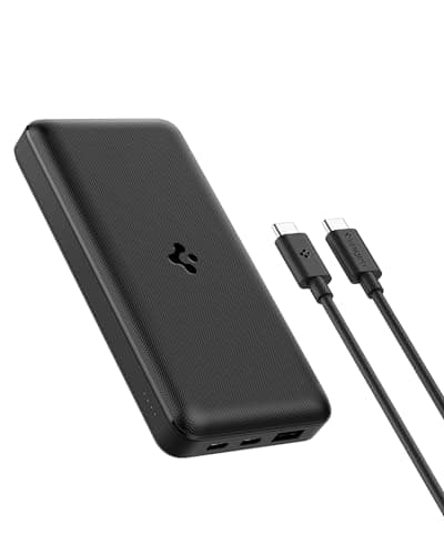 Spigen ArcPack 20000mAh Power Bank, PD3.0, PPS, Fast Charging, 30.0W Max Output, 2 Type-C Ports, 1 USB-A Port - (ABS+PC, Black)