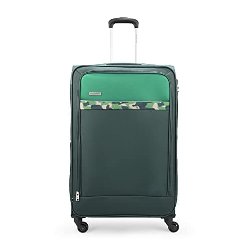 Aristocrat Large Commander 79Cms Premium Polyester with PVC Coating Soft Sided Check-in 4 Wheels Green Spinner Suitcase