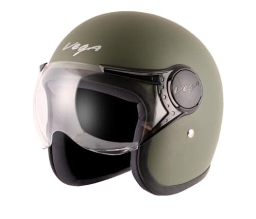 Vega Jet W/Visor Dull Army Green Helmet-M