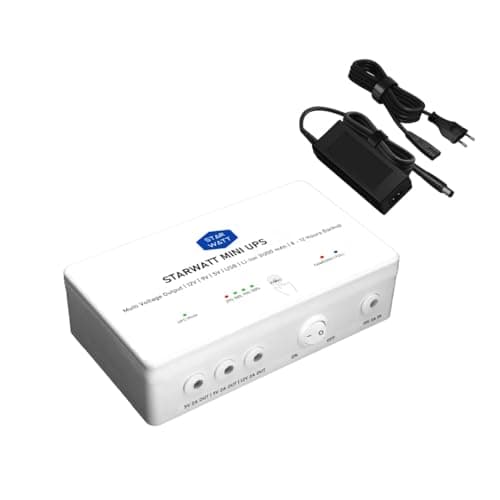 Starwatt Mini UPS Max with 12 Hours to 18 Hours Backup | Three Voltage Output for 12V Upto 2A, 9V Upto 2A, 5V Upto 2A | USB Powered Devices with EV Grade 31200mAh, 140.55Wh Battery | 1 Year Warranty