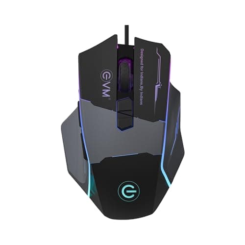 EVM M06087 Wired Gaming Optical Mouse |8 Buttons, 6400 DPI Adjustable | Rainbow RGB Backlit |1.5m Braided Cable, Ergonomic Rubber Grip, USB | 1 Year Warranty (EVM-M06087)