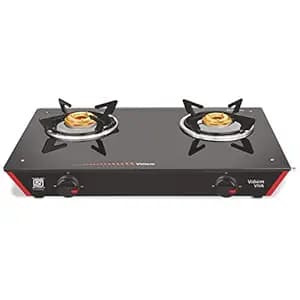 Vidiem Gas Stove G2 166 A (Black) | 2 Burner Gas Stove | Manual Ignition | 8mm Toughened Glass Top Gas Stove | Safety, Reliability, High Efficiency | ISI Certified | 2 years warranty