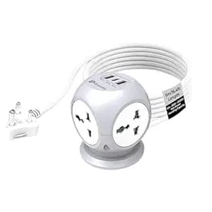 UltraProlink 7 in 1 Cube Extension Board Power Strip Multi-Ports|Device Safety with ISI Approved Heavy Duty Cable 5m/16.4’|Fast Charge iPhone 50% in 30 min|Type-C(PD 20W)+USB-A 20W &4AC Sockets|UM1222