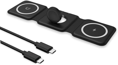 Foreign Holics 3 in 1 Charging Station Magnetic Foldable Integrated Plug Travel Wireless Charger Stand for Multiple Devices