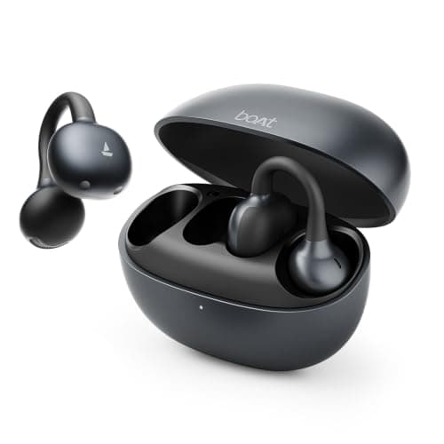 boAt Airdopes ProClip w/Air Conduction Tech, Feather-Light Earbuds, Clip-On Design, All Day Wear Comfort, Up to 52H Battery, 12mm Dynamic Drivers, App Support, BT v6.0, OWS Earbuds with mic(Silk Grey)