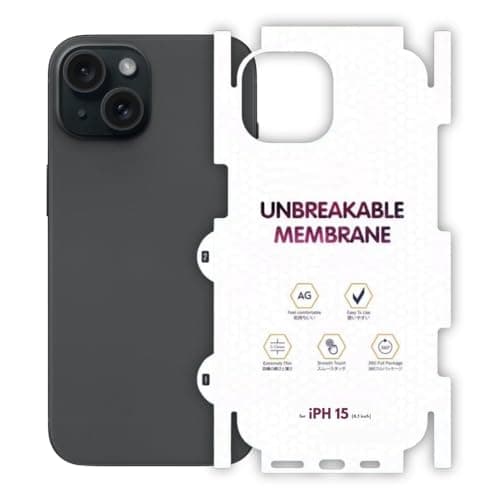 JGD PRODUCTS Matte Finish Full Body Cover Back Protector Compatible with iPhone 15 | Unbreakable Membrane Scratch Guard Full Fit Protective, Case Friendly, (Back & Side) (Pack of 1)