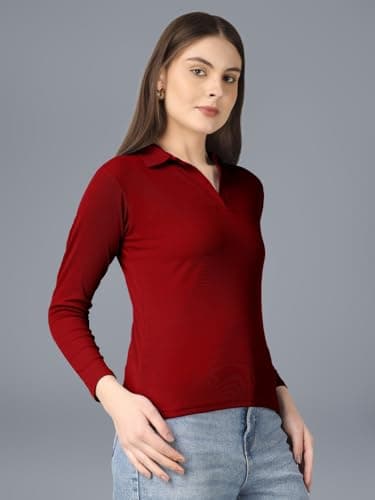 Plus Size Full Sleeve Polo Collar Tshirt for Women 3
