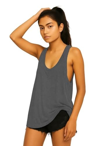 THE BLAZZE Women's Loose Fit Gym Tank - Sleeveless Activewear for Yoga & Jogging 1005 NB69 Grey L