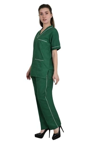 PRIME STORE INDIA V Neck 7-Pocket Scrubsuit | Flexible & Comfortable | Easily Accessible Pockets | Uniform for Doctors & Healthcare Workers (HUNTER GREEN, 32) 4