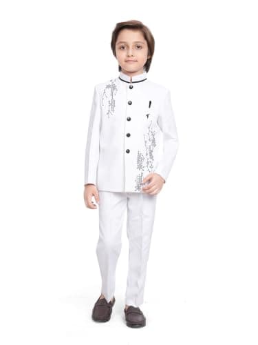 Earth Conscious Boys Embroidered Jodhpuri Suit Set | Full Sleeve Blazer with Pants | Premium Indo-Western for Kids | Perfect for Weddings | Ethnic Wear Dress for Baby Boys 10-11 Years
