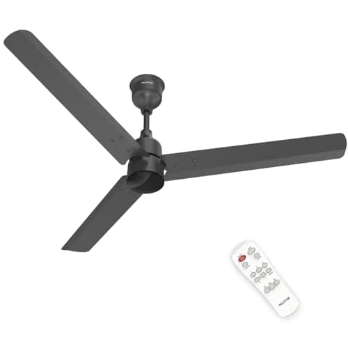 Polycab Wizzy Plus 1200mm 5-Star BLDC, Remote Ceiling fan for Living Room| 55% Energy Saving, 100% Copper, High Air Delivery, Free Installation | 3+1 yr Warranty【Matt Black】