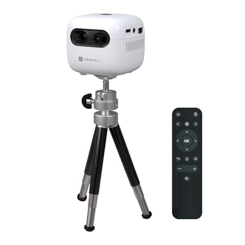 Portronics Pico 14 Rechargeable DLP Mini Projector | Android 13 | 720p Full HD | 1600 Lumens | Upto 100" Display | Auto Keystone & Focus | Wi-Fi/Bluetooth 5.4/HDMI/Type-C | 3W Speaker | White