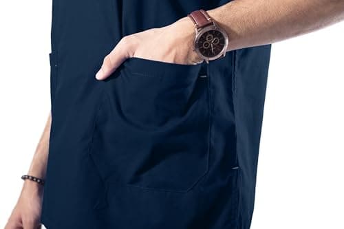 UNIFORM CRAFT Men's Scrub Suit Ideal for Doctors, Nurses, Dentists and Healthcare Professionals (Large, OLIVE BLUE) 3