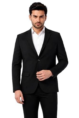 SOGNARE Men's Premium Formal Blazer - Black || Fully Lined Tailored Fit for Office, Meetings, Weddings, Parties & Special Occasions - 48