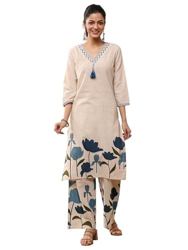 Libas Printed Cotton Blend Straight Co-Ord Set-93210M