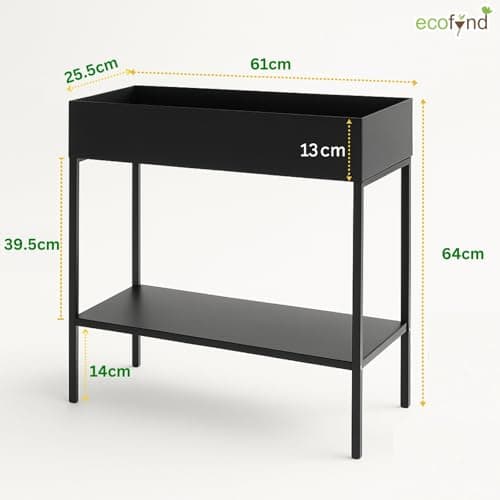 ecofynd Zane Planter Box, 2- Tier Elevated Outdoor - 25 Inch Durable Raised Garden Bed for Herbs, Flowers & Vegetables - Stylish Plant Pots for Patio Decor & Backyard Gardening - Narrow Plant Stand 2