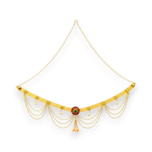 ACCESSHER Women's & Girls Traditional Gold Plated Kamarband Waist Chain with Round Meenakari centerpiece Waist Belt/Kamarbandh for Saree, Lehenga & Dresses