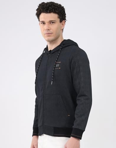 Monte Carlo Men’s Regular Fit Printed Hooded Neck Full Sleeve Winter Sweatshirt | Stylish Graphic Design | Warm Comfortable Fabric | Stylish Winter Hoodie for Men Black XL (Pack of 1) 2
