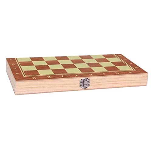 UJEAVETTE 3 in 1 Folding Wood Chess Set Handcrafted Board with 1 Pack Extra Pieces