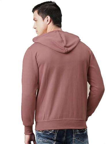 ADBUCKS Winter Wear Sweatshirt Hoodie with Zipper Cotton Fleece Jacket for Men's (Medium, Light Orange) 3