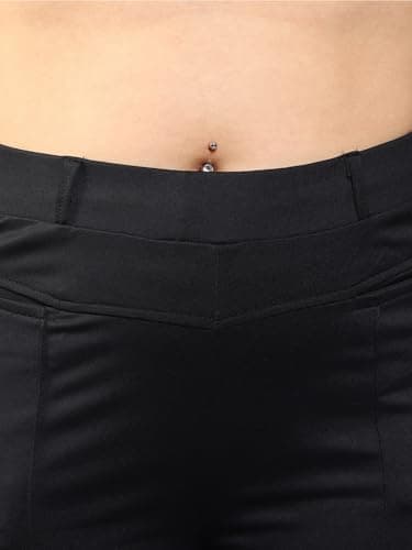 Plus Size Women Straight Fit Polycotton Blend Solid Trousers Black 4