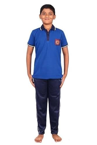D V Enterprise Kendriya Vidyalaya School T-Shirt, Cotton Polo Collar, Unisex, Half Sleeve, Regular Fit, Uniform (in, Numeric, 42, Blue) 3