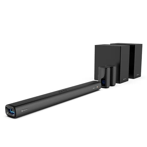 ZEBRONICS Juke BAR 9900 Soundbar, 725 Watts, DTS X, Dolby Atmos, 5.2.4 CH, 2X Wireless (Subwoofer & Satellites), BT v5.3 | HDMI eARC | Optical in | AUX | USB, RGB LED, Wireless UHF Mic, Deep Bass 2