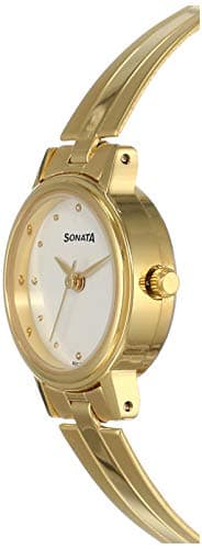 Sonata Quartz Analog White Dial Gold Stainless Steel Strap Watch for Women - NT8096YM04 2