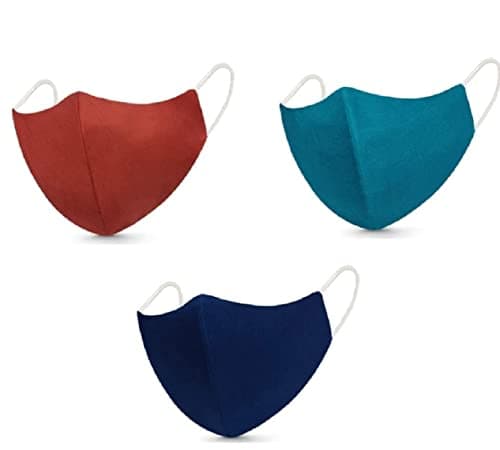 KKR Enterprice®:- Cotton Fashion Mask Breathable & Skin Friendly. Washable & Reusable Fabric. Soft Spandex Ear Loops & 3 Layer of Protection (Set of 3 Pcs)(multi color) (fase mask)