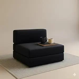 2-Seater Sofa Cum Bed | EPE Foam Foldable Couch with Velvet Fabric & Washable Cover | Convertible Sofa Bed for Home, Living Room & Office Guests | 3 x 6 Ft (Black)