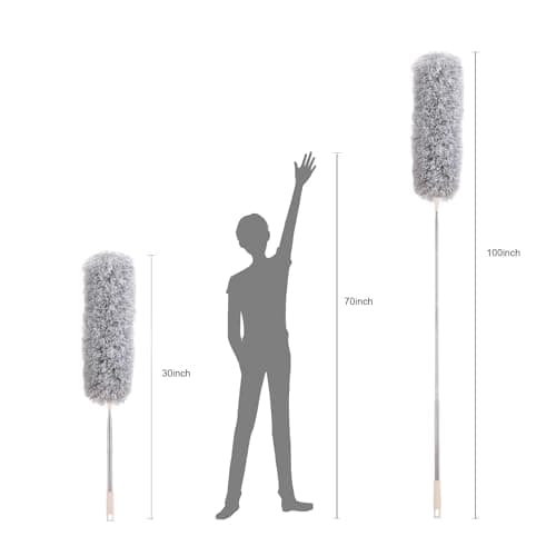 Rorian Microfiber Feather Duster with Extendable Long Pole (100 Inches), Bendable Head for Cleaning High Ceiling Fans, Interior Roof, Cobwebs – Washable & Telescopic Long Handle Cleaning Tool (S2) 3