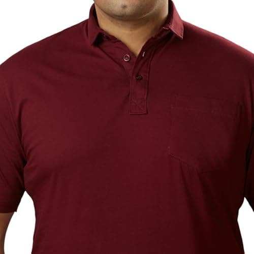 VAISHVIK Mens Plus-Size Polo Tee with Pocket Dark Red 6XL 54 Healthy Obese Hefty Bulky People 4