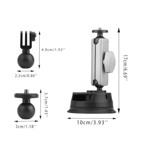 yantralay Aluminium Car Suction Mount 360° Rotatable for Insta 360 X5/X4/X3/X2, Ace Pro,ONE R/RS, Hero 13 12 11 10 9 8 7, DJI Osmo Action Series & All Other Action Camera Accessories 2