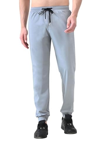 RynoGear Men High Rise Regular Fit Super Stretchable Track Pant Light Grey, Medium