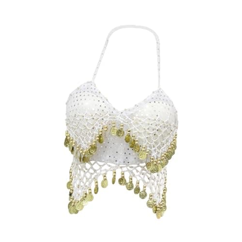 Meadawgs® Sequin Crop Top Belly Dance Costume Bra Tops for Nightclub Performance Adult White|Clothing, Shoes & Accessories | Dancewear | Adult Dancewear |1 Sequin Crop Top