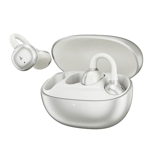 boAt Airdopes ProClip w/Air Conduction Tech, Feather-Light Earbuds, Clip-On Design, All Day Wear Comfort, Up to 52H Battery, 12mm Dynamic Drivers,App Support,BT v6.0, OWS Earbuds with mic(Satin White)