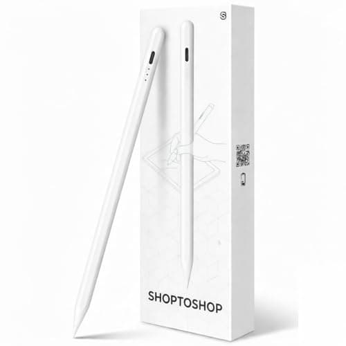 Universal Stylus Pen for Touchscreens, Rechargeable Fine Tip Digital Pen for Writing, Drawing & Note-Taking, Works with Android and iOS Devices (White)