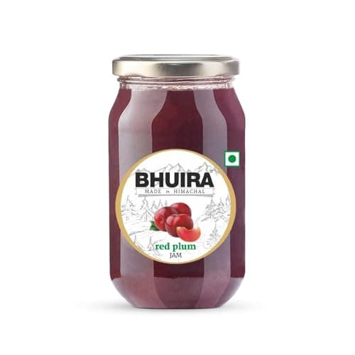 Bhuira Red Plum Jam - 240g | All Natural No Added Preservatives, Artificial Colors | Handmade Himachal Vegan Spread | Breakfast Dessert Jam | Healthy Snack | Sweet Tart