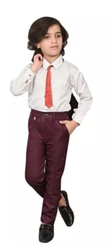 Akshita Trading Boys Festive & Party, Wedding, Formal Blazer, Shirt and Trouser Set (3-4 Years, Maroon) 4