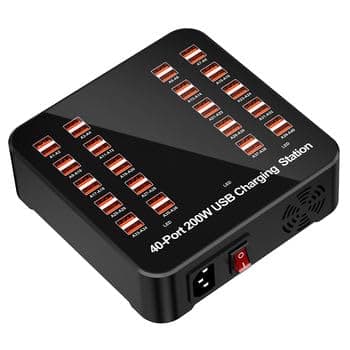 Lipzie (𝟏𝟓 𝐘𝐞𝐚𝐫𝐬 𝐖𝐚𝐫𝐫𝐚𝐧𝐭𝐲) 50-Port USB Hub Charger Station 300W – Multi-Device Fast Charging Smart Wall Charger for Phones, Tablets & USB Powered Devices 3