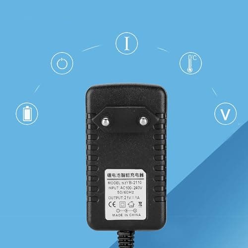 Rexmon 21V Li-Ion Battery Charger, Power Tool Battery Charger Adapter with LED Indicator, Fast Charging, Compact Design, 100-240V Input, 21V 1A Output for Cordless Drill & Household Tools 6