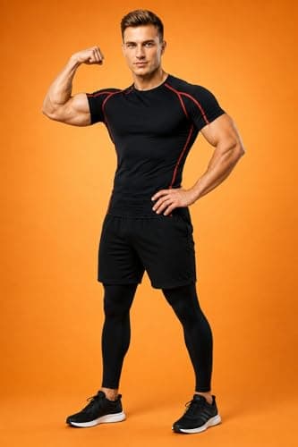 NEVER QUIT Men's Compression Half Sleeve T-Shirt, Dry Fit, Stretchable, for Gym, Workout, Running, Activewear (in, Alpha, L, Regular, Black/Red) 4