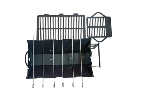Chilz The Bonfire Spot Portable Outdoor BBQ Grill, Black Steel Fire Pit, Camping Barbecue Stand with Handles 3