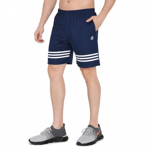 BLUE STAR SHARK Men's Athletic Sports Shorts with Zip Pocket | Quick Dry Lightweight Gym Running Half Pant | Breathable Workout Shorts for Men | Badminton Cricket Yoga Training & Casual Activewear XXL