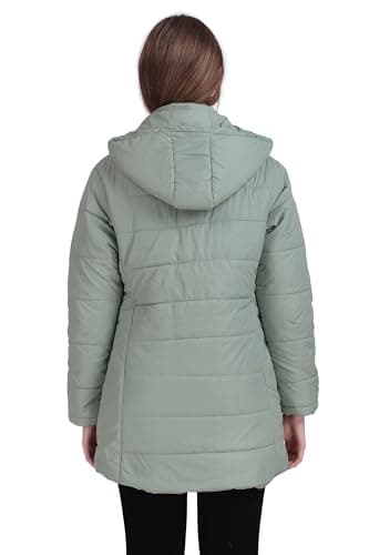 Brazo Long Hooded Puffer Jacket | Warm Winter Coat with Full Zip & Pockets | Lightweight Insulated Outerwear for Women's (IN, Alpha, M, Regular, Pista) 6