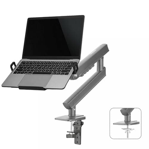 Gadget Wagon 13-17" Laptop Desk Stand Spring Arm 360 Degree with Swivel and Tilt, Height Adjustable | Grommet & Clamp Installation 9 Kgs Load Capacity