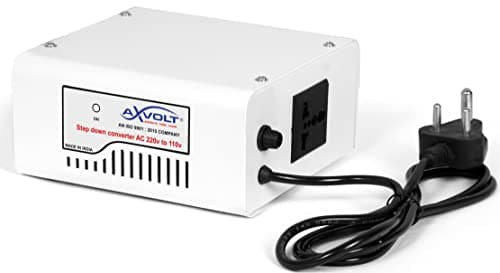 Axvolt 220V/240V to 110V/120V Copper Step Down Transformer Voltage Converter | 150W Transformer for US Japan Appliances in India | Compact Travel-Friendly | White Colour