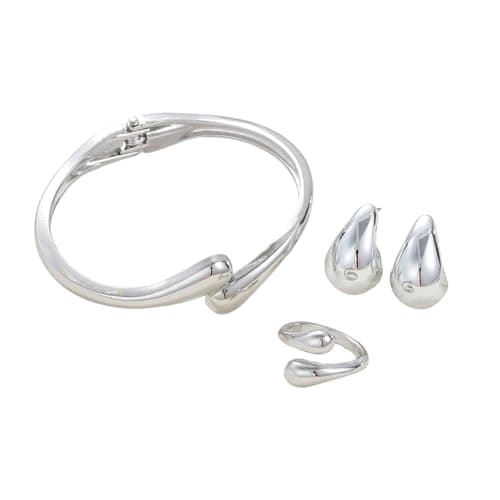 Shining Diva Fashion Latest Stylish Design Silver Plated Bracelet Earrings Ring Jewellery Set for Women (rrsd16630s)